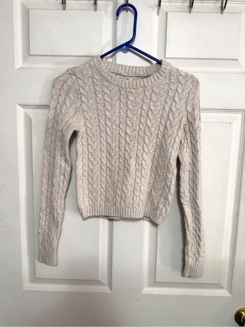 American Eagle Outfitters Cable Knit Crewneck Sweater - Cream